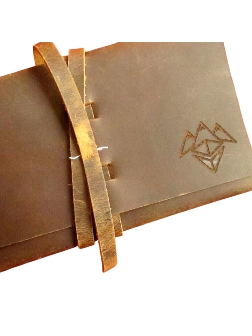 STRAP WALLET  8x4" HIKERS MAP MOUNTAIN HUGE RAW COWHIDE BROWN USA